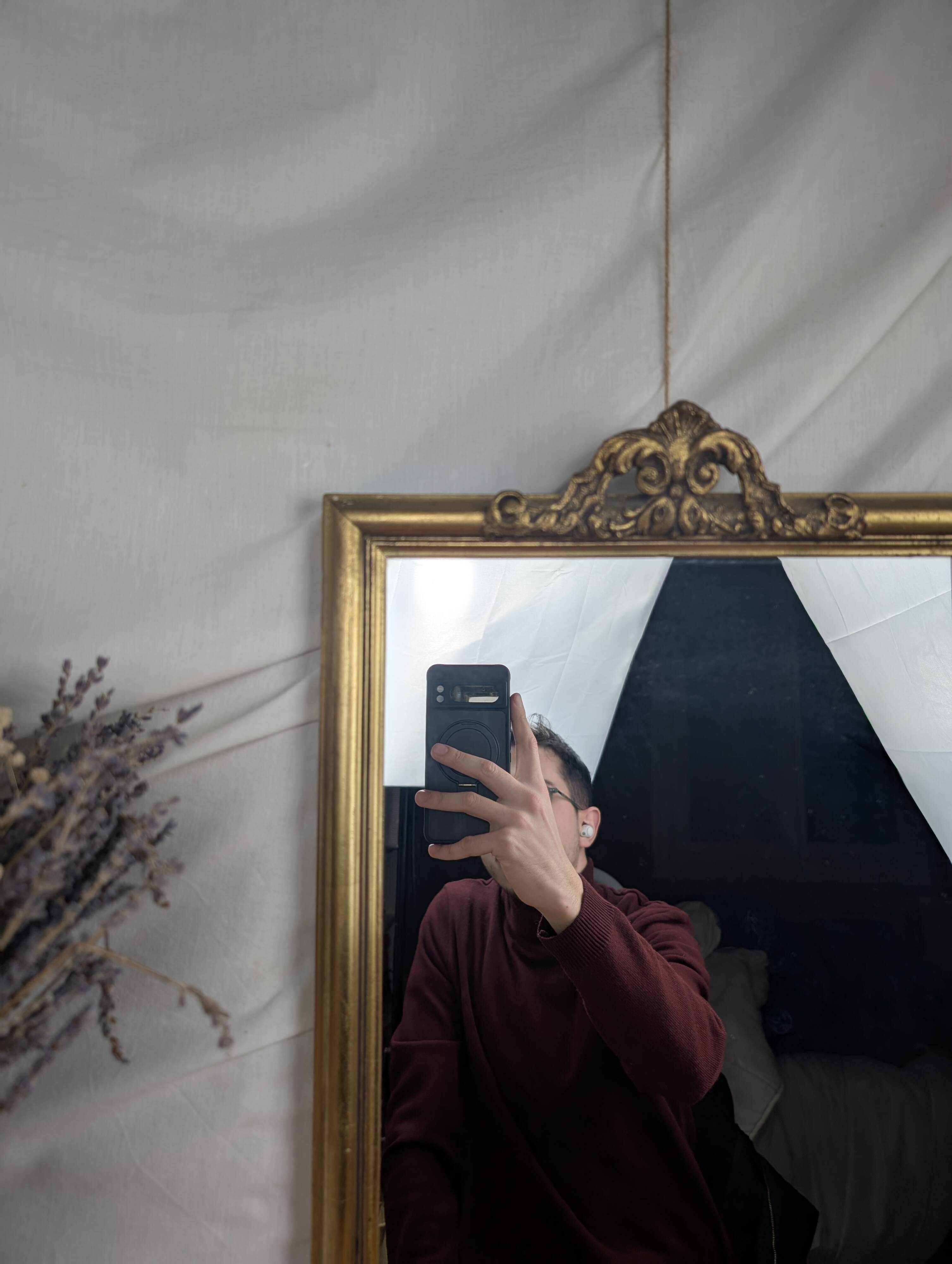 Golden Wall Mirror 57x33 Rococo Style, Louis XV in Wood and Stucco Vintage 50s