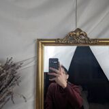 Golden Wall Mirror 57x33 Rococo Style, Louis XV in Wood and Stucco Vintage 50s