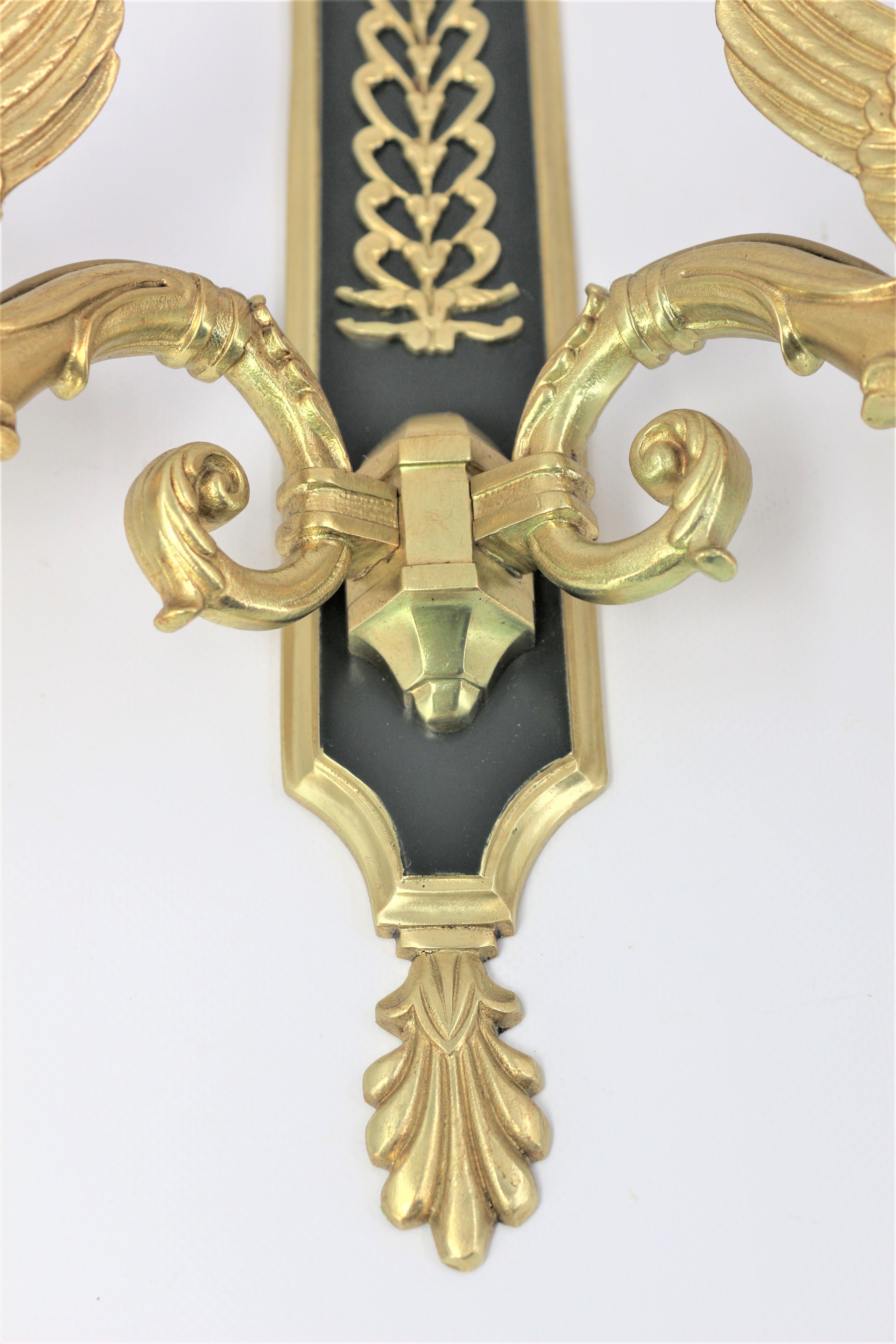 Pair of empire-style bronze wall light