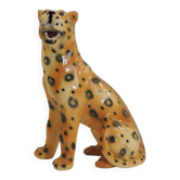 Large vintage ceramic leopard statue – Wild decor from the 70s
