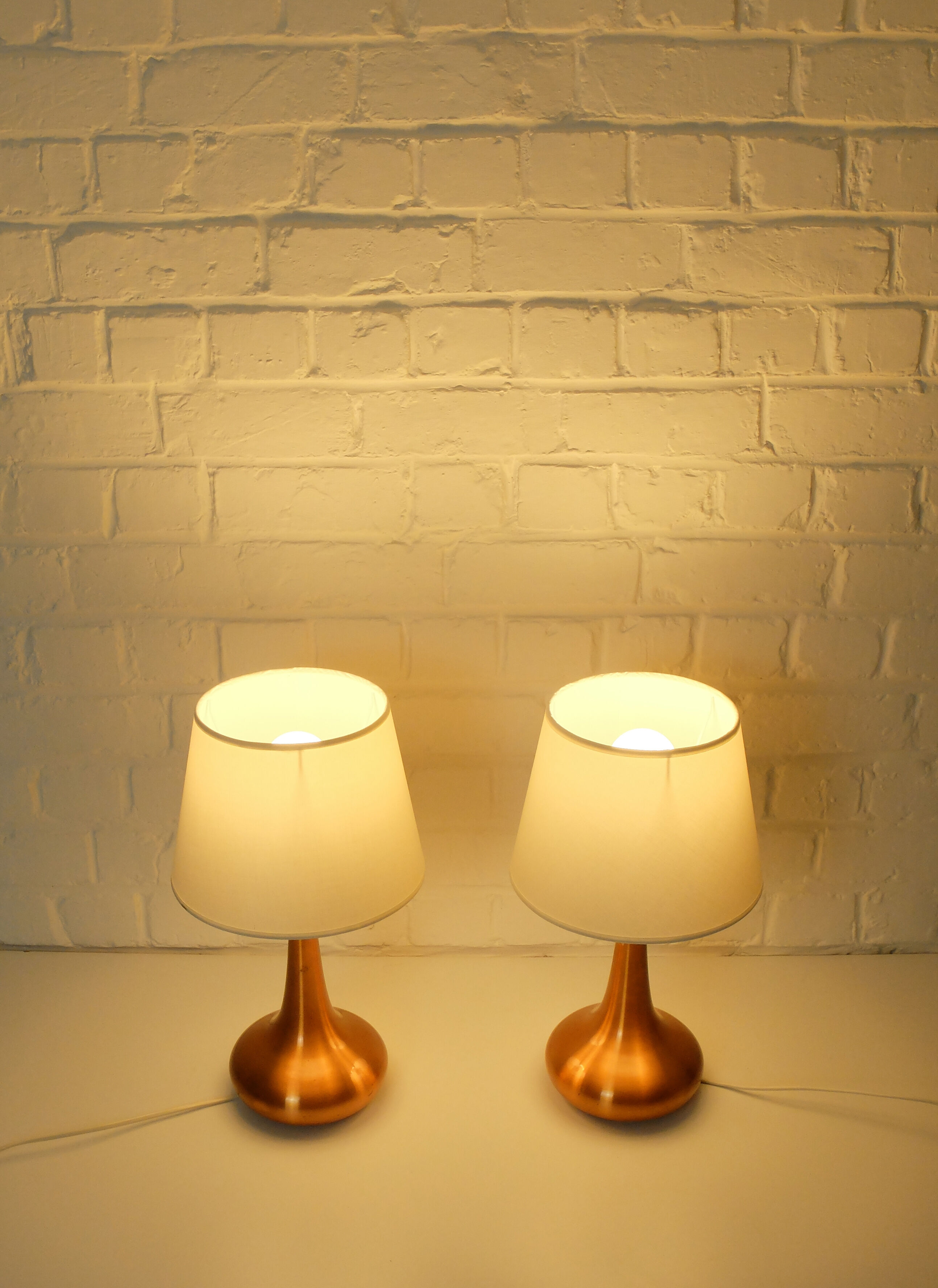 Pair of table lamps Orient copper finish Jo Hammerborg for Fog & Morup, Denmark, 1960s