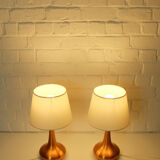 Pair of table lamps Orient copper finish Jo Hammerborg for Fog & Morup, Denmark, 1960s