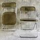 Pair of folding plexiglass and chrome metal chairs - space-age design 1970