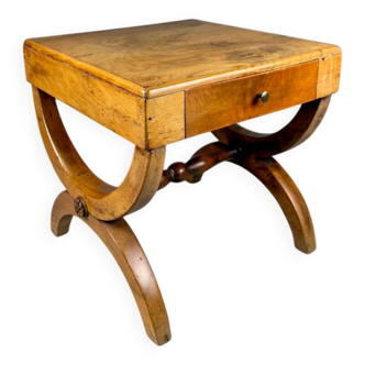 Table d'appoint vintage en bois massif avec tiroir