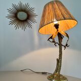 Table lamp gilded bronze palm tree and monkey