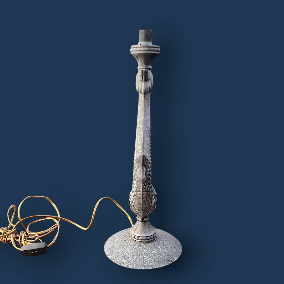 Sculptural metal lamp base – Stylised fish, 1950s