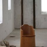 Fauteuil Stump Moderne en Pin Massif, par un Ébéniste Suédois, Wabi Sabi, années 1960