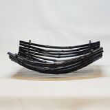 Large Vintage Black Bamboo Fruit Basket