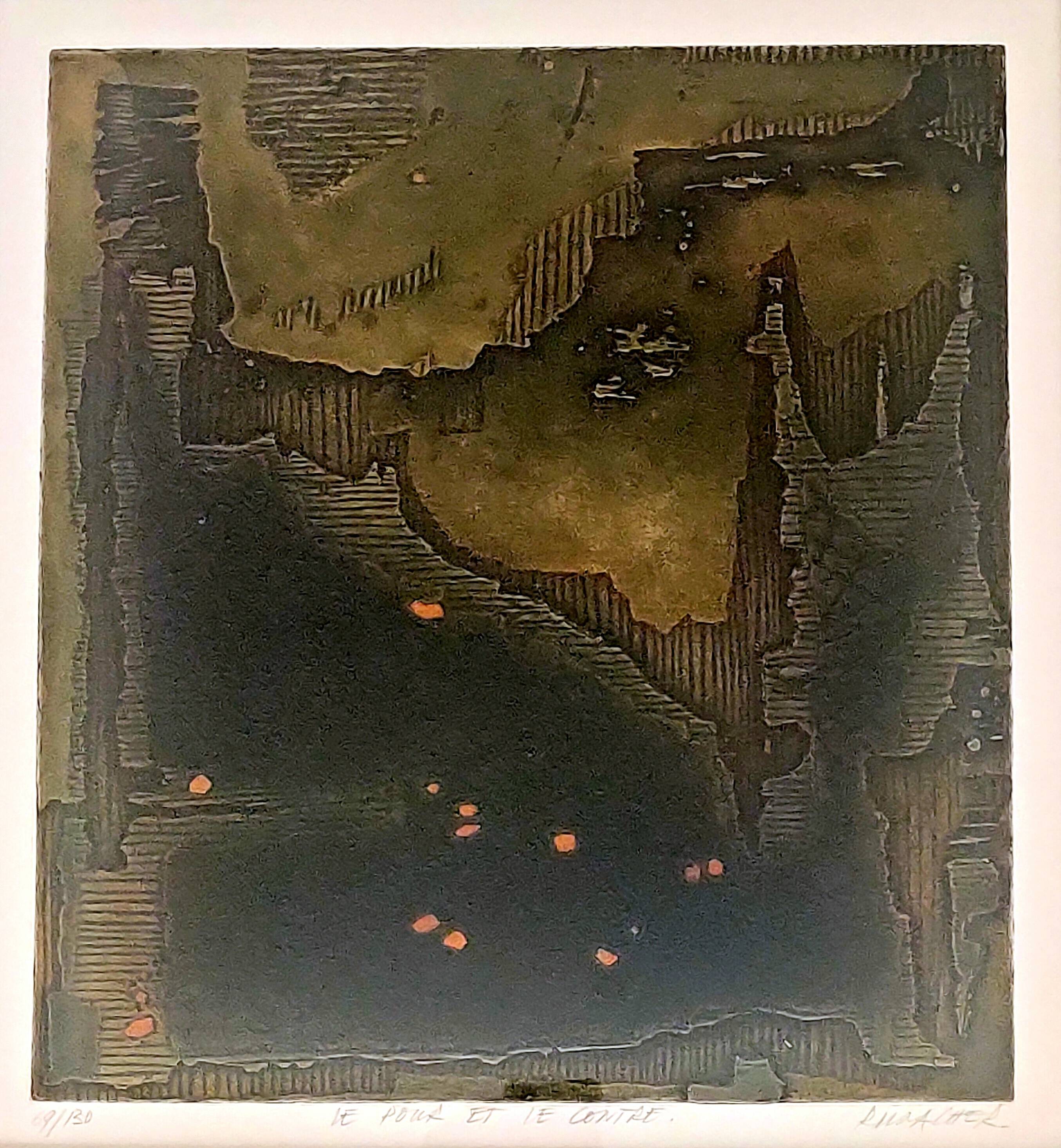 Tableau Suzanne RUNACHER – Gravure 69/130, ''Le Pour et le Contre'' - 1966