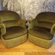 Pair of green velvet toad armchairs