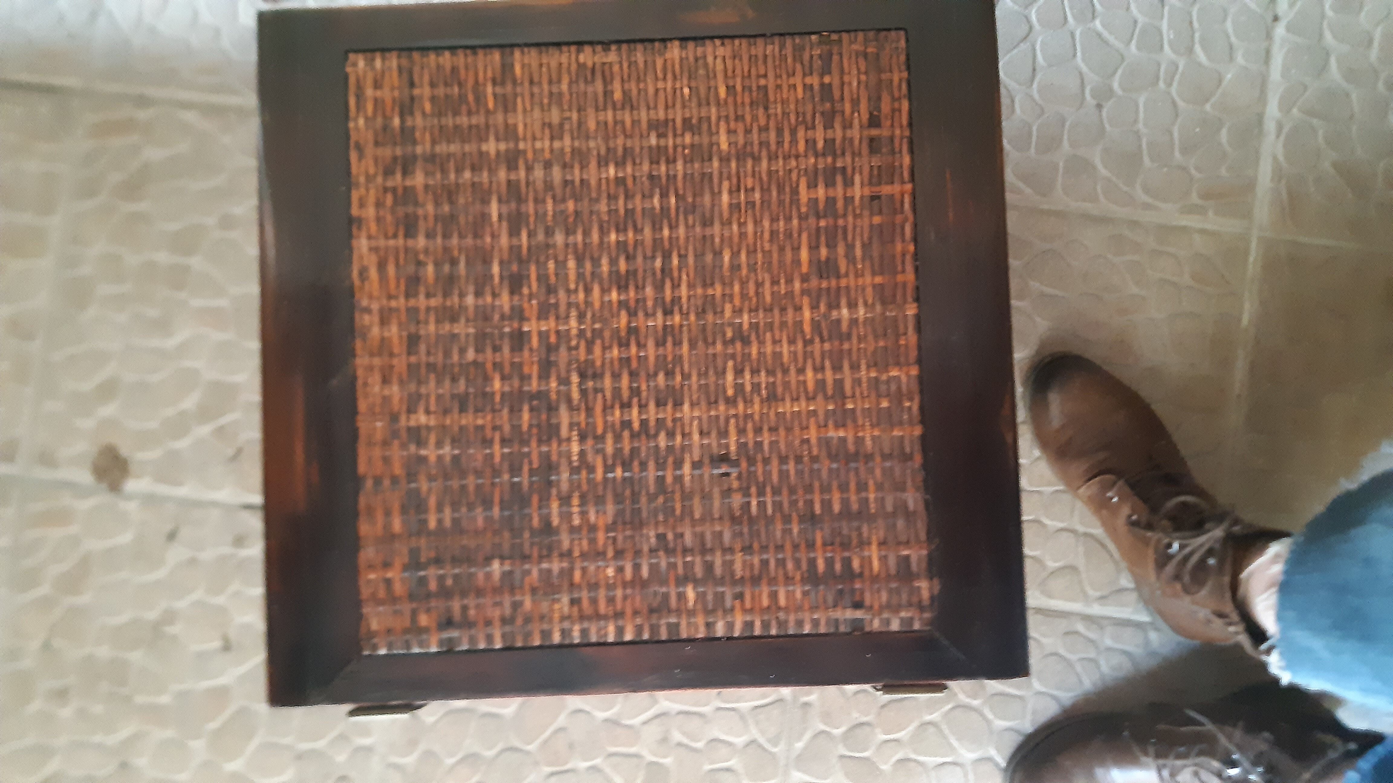 Wooden chest and braided rice straw
