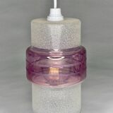 Vintage white and mauve pink frosted glass pendant lamp