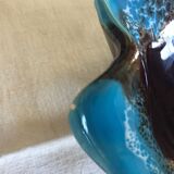 Blue and brown flamed vintage ashtray
