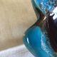 Blue and brown flamed vintage ashtray