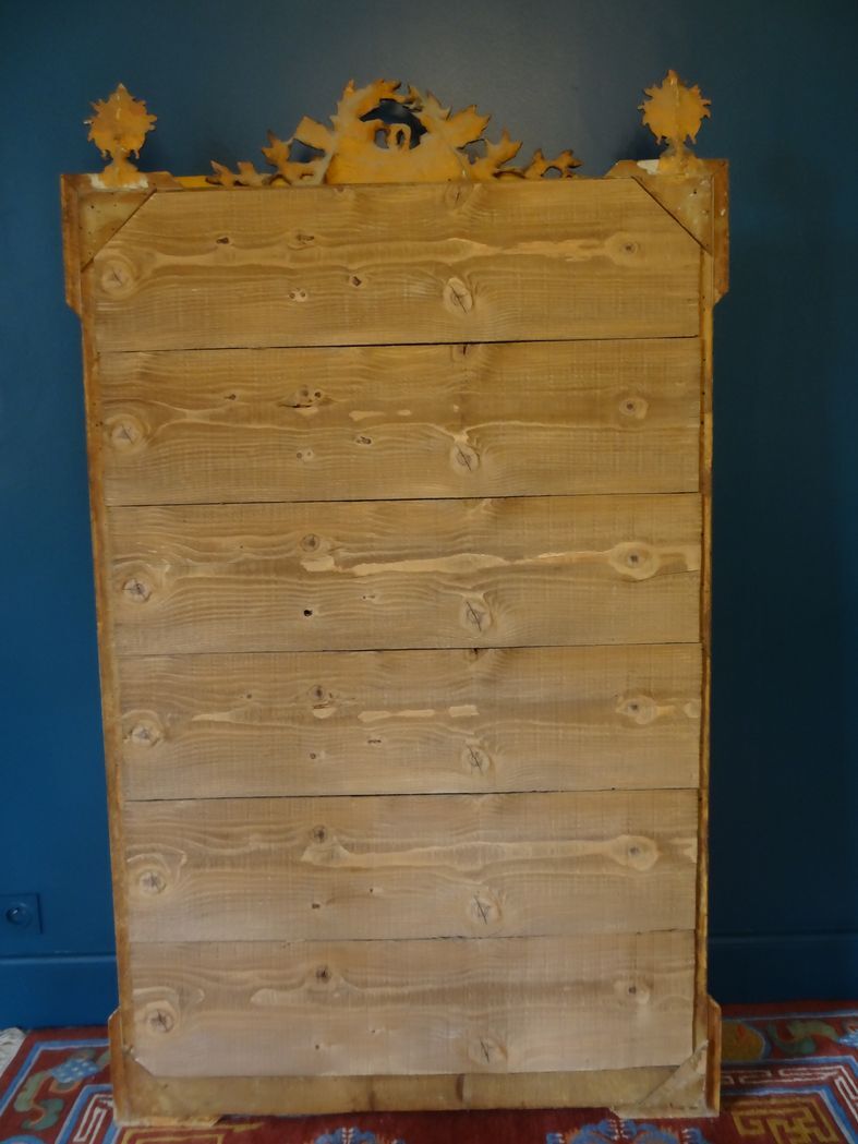 Miroir XIXème à parcloses en stuc doré 100 x 175 cm