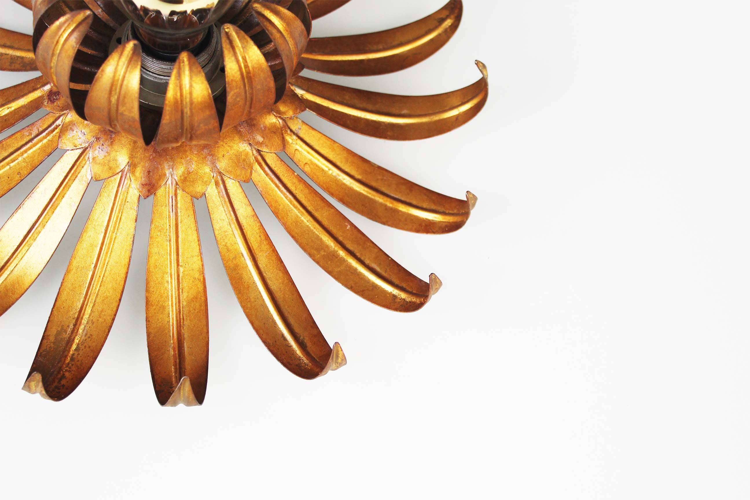 1960’s Italian Gilt Sunburst Wall Light