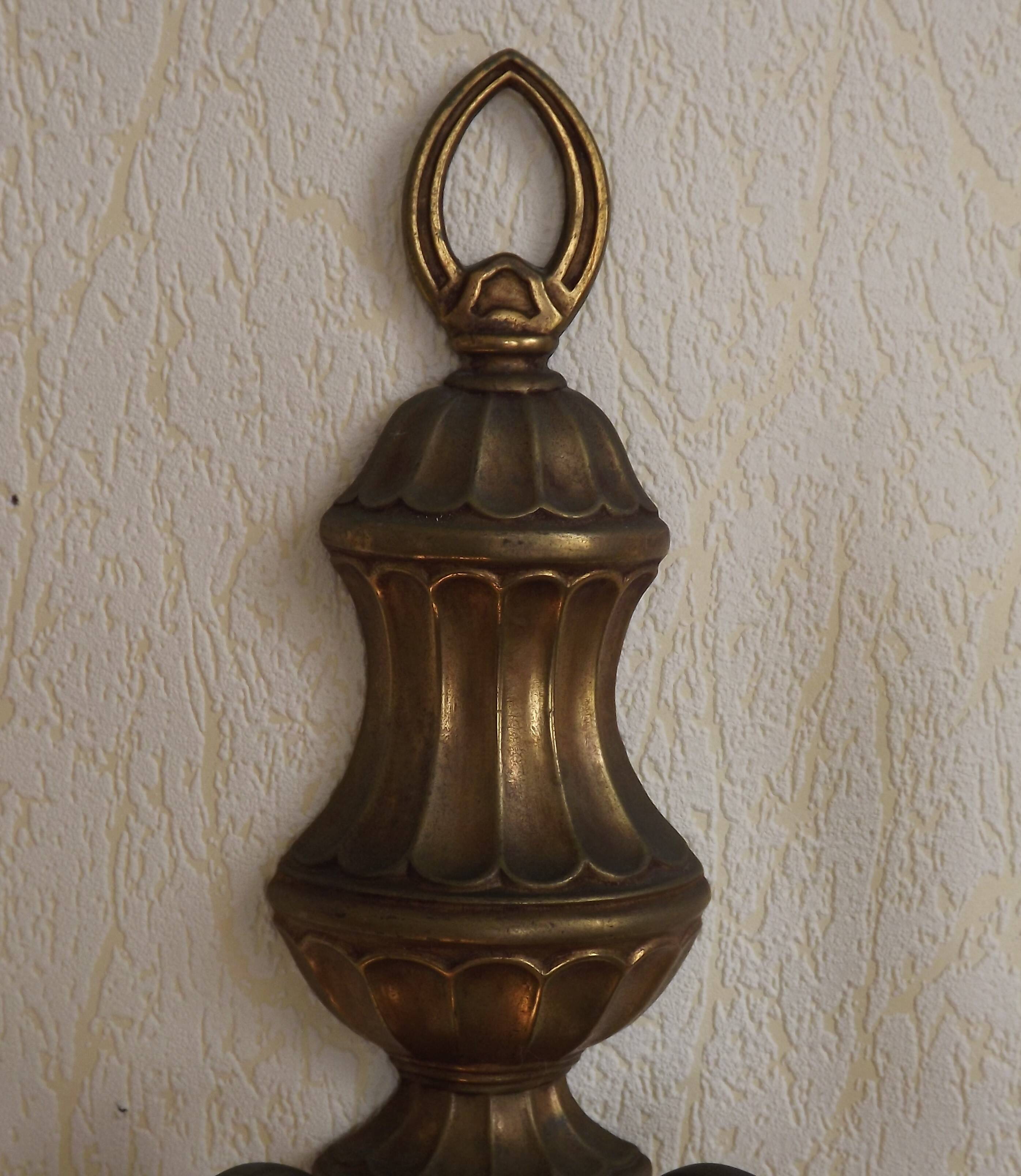 Pair Traditional French Vintage Heavy Brass Empire Style Double Wall Lights