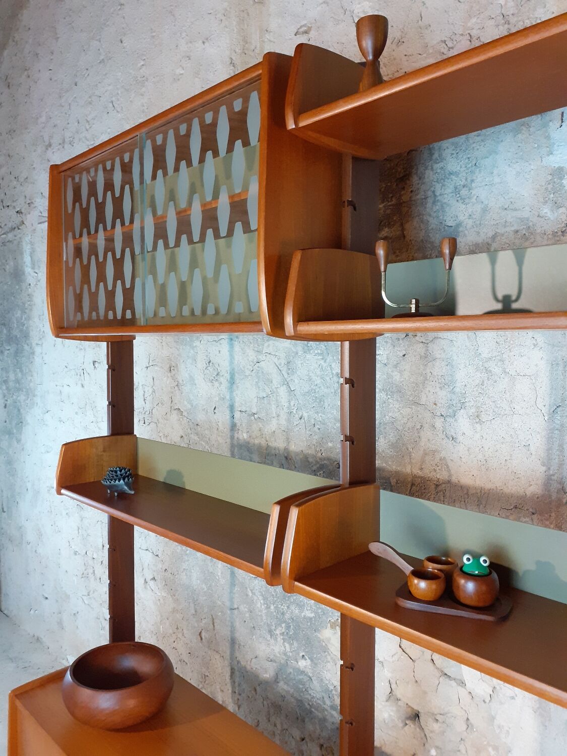 Self-supporting teak shelves ergo, vintage scandinavian 1960s