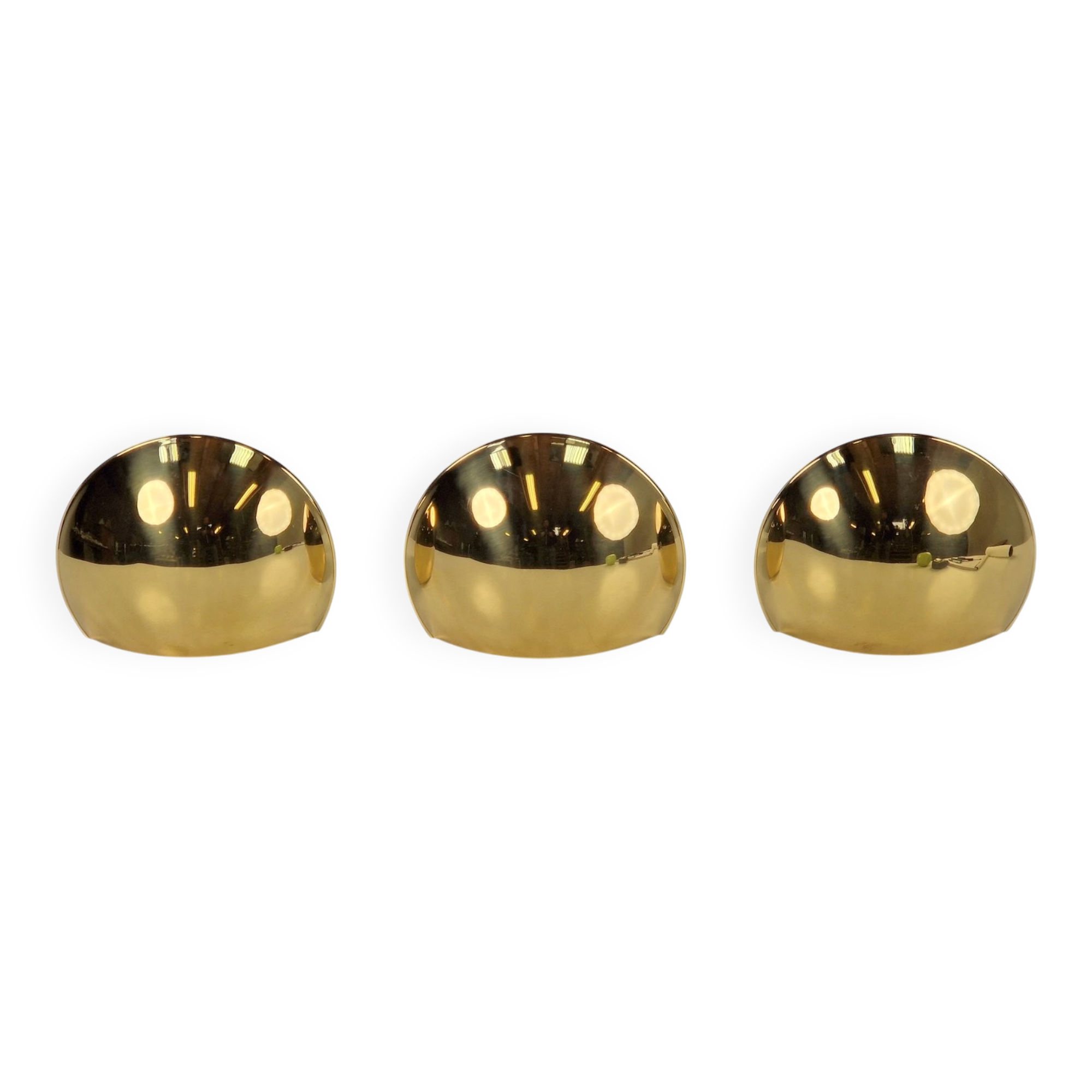 Vintage Half Moon Wall Lamps in Brass, 1980, Set of 3