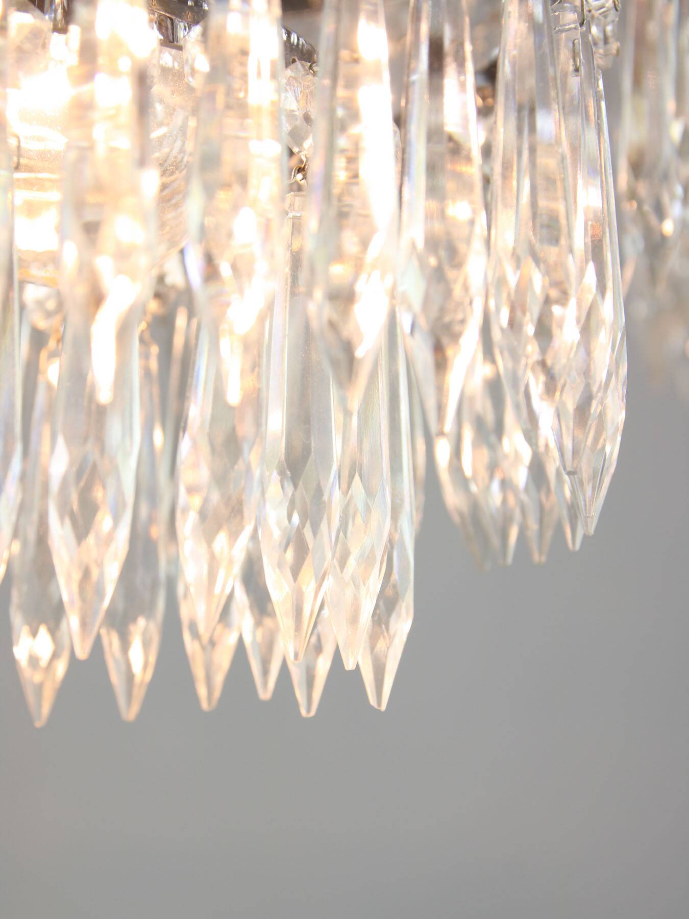 Vintage Italian Crystal & Chrome Chandelier, 1970s