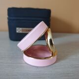 Travel alarm clock lancel - case wrapped in pink leather and gold metal folding - reference - 163027