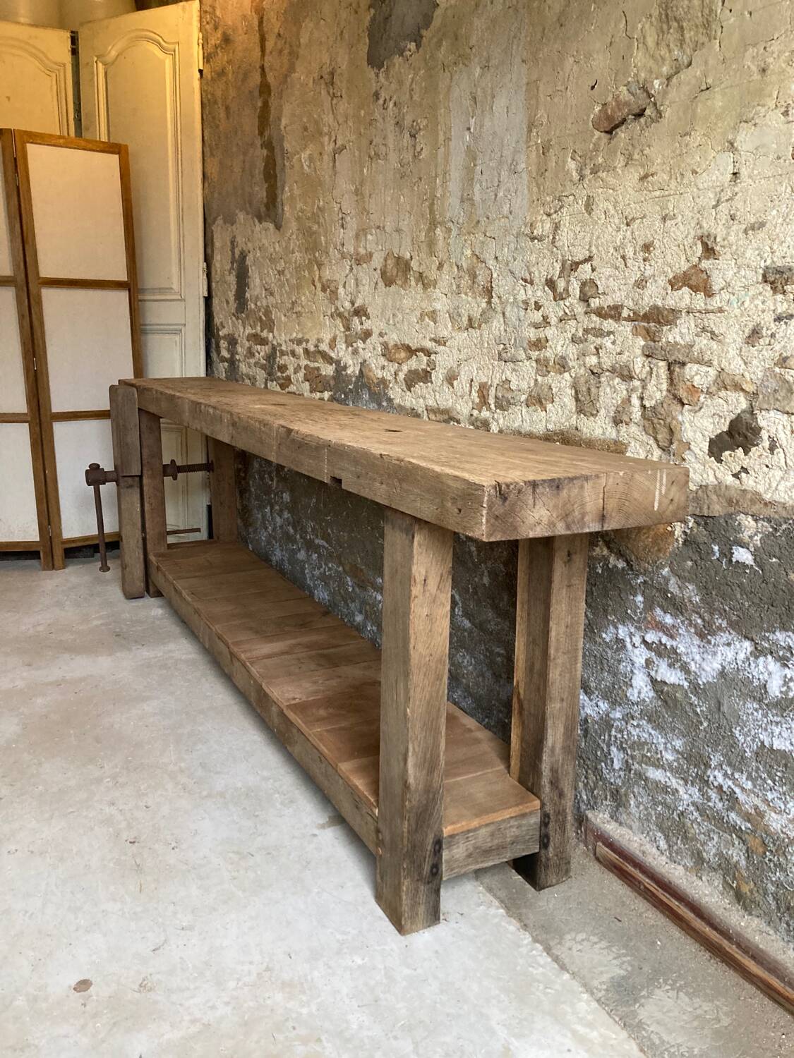 XXL solid oak console workbench