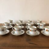 Service of 12 porcelain coffee cups, Raynaud, Limoges, 1950s.