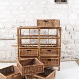 Wicker and rattan chest of drawers with 8 drawers