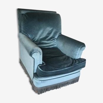 Blue velvet armchair