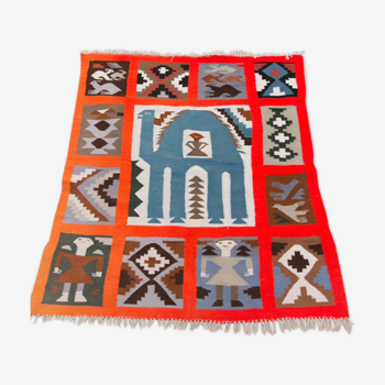 Moroccan Berber kilim carpet handmade 100x100cm