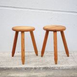 Pair of vintage stools, wooden stools, tripod stools, side stools, plant holders