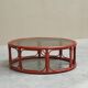 "Blood of Ox" coffee table in lacquered bamboo and glass, 20th century