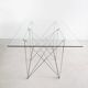 Folding steel and glass dining table by Max Sauze 1970s