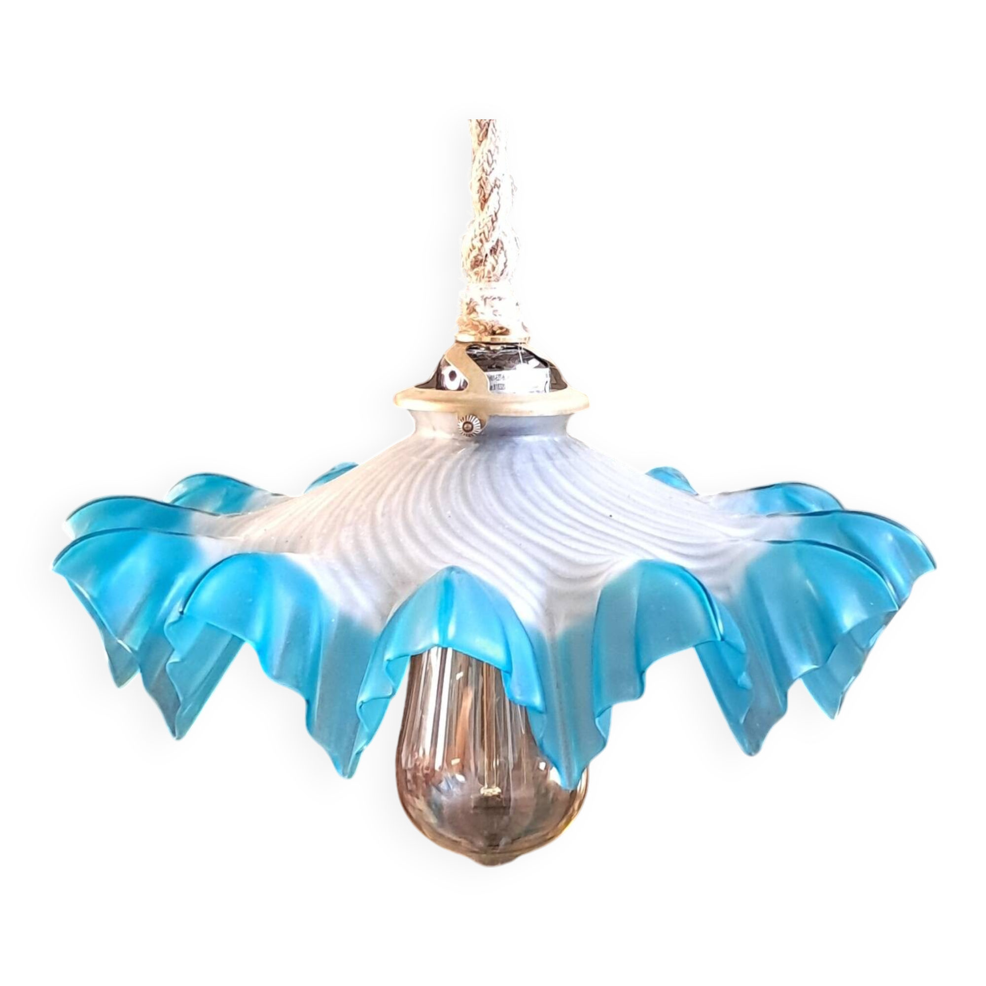 Blue draped suspension