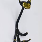 Animal wall hook in brass by Walter Bosse, Cat Zoo by Herta Baller, Austria, 1950s.