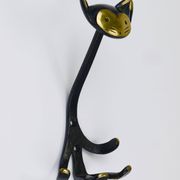 Animal wall hook in brass by Walter Bosse, Cat Zoo by Herta Baller, Austria, 1950s.
