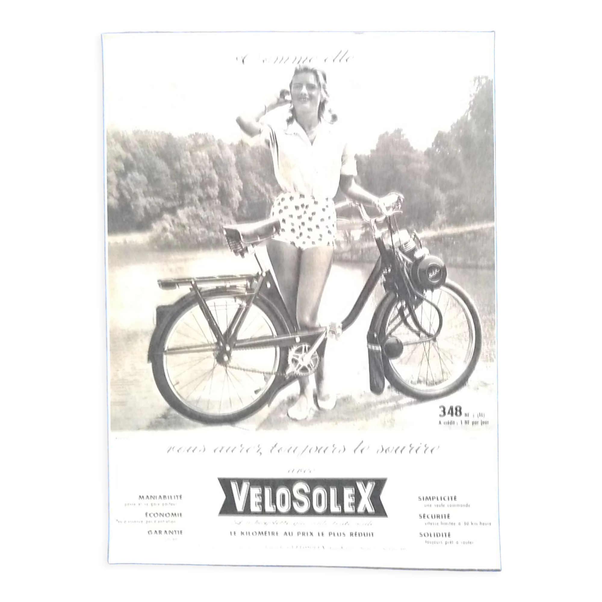 Bicycle Solex paper advertisement from a period magazine