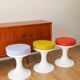 Tulip stool in Plastic and Wool, Matcha Green, Space Age Design, 1970