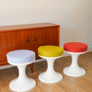 Tabouret tulipe en Plastique et Laine, Vert Matcha, Design Space Age, 1970