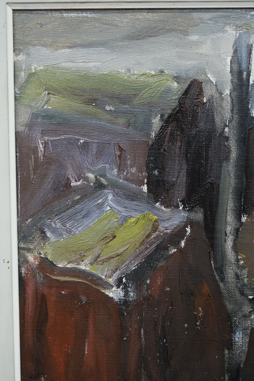 Einar Emland, Scandinavian modern painting, 1960s, Oil on Canvas, Framed