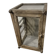 Brown weathered wooden display cabinet with 2 glass shelves.