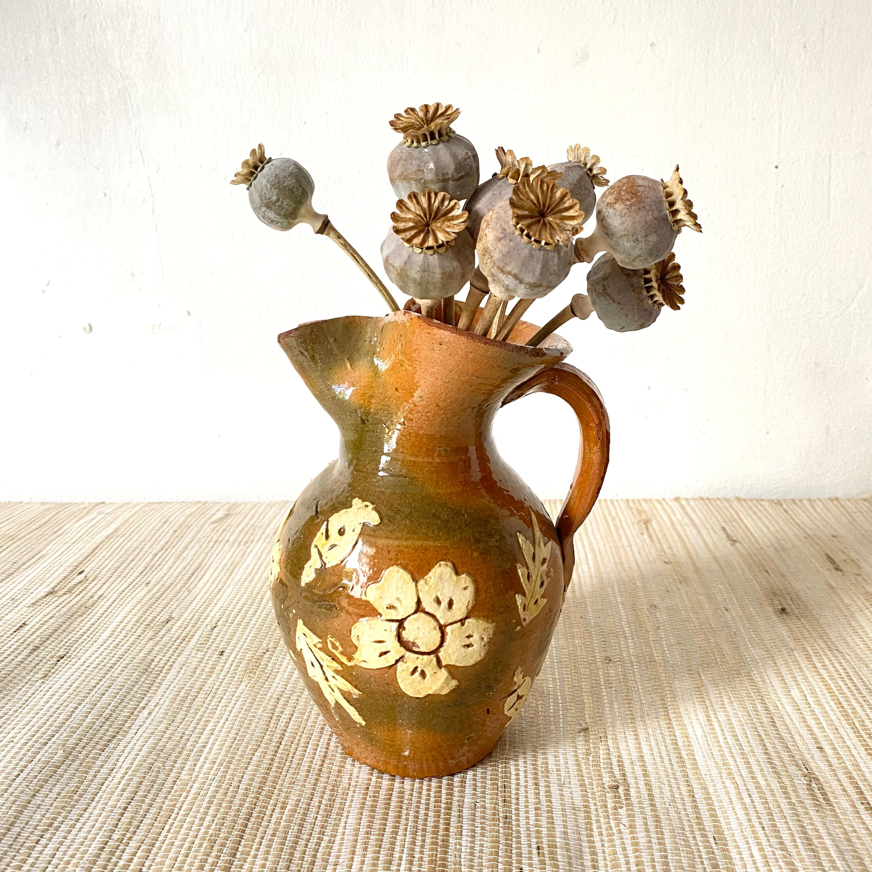Pitcher jug, flowered pottery