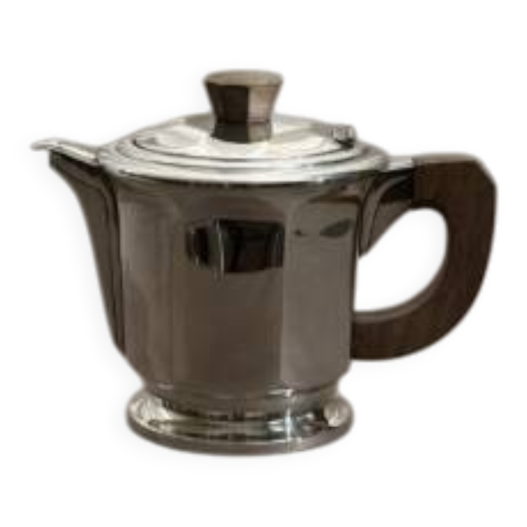 Silver-plated coffee and tea set with a wooden handle