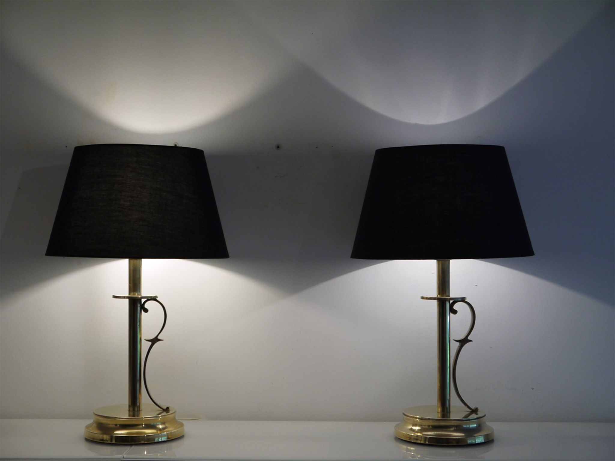 Pair of Scandinavian brass lamps by Tranas Stilarmatur 1970
