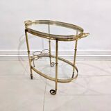 Golden metal dessert with glass tops