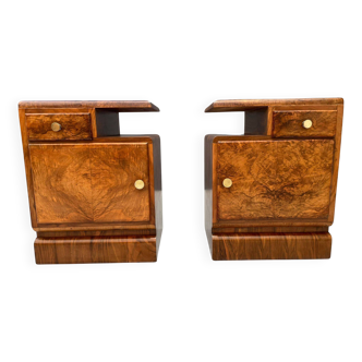 Tables de chevet Art déco rénovées, Tchécoslovaquie années 1930