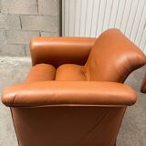 Pair of Italian designer leather armchairs