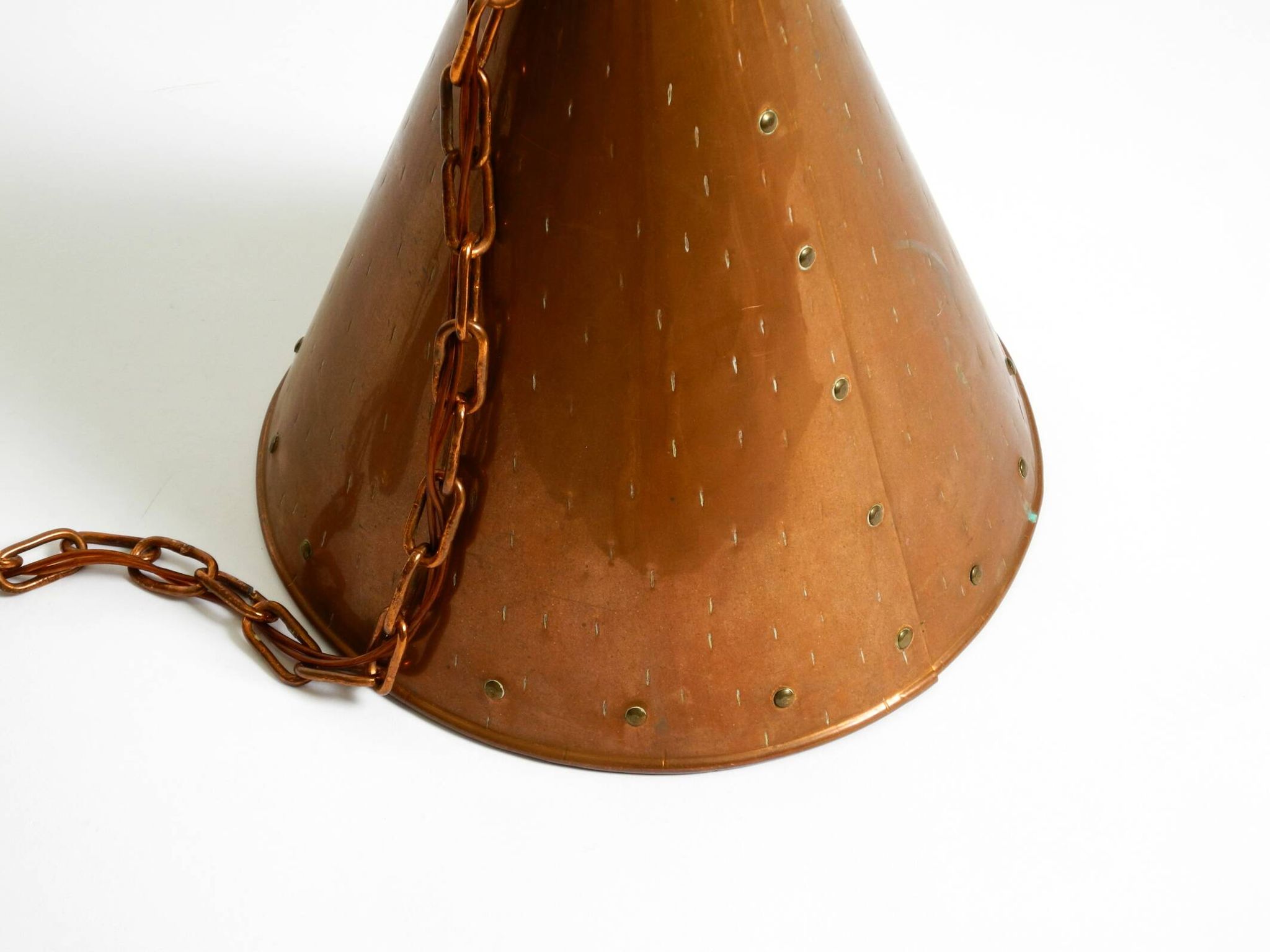 1960s cone pendant lamp in copper by th. valentiner copenhagen denmark