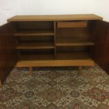 Buffet en bois clair et palissandre années 60
