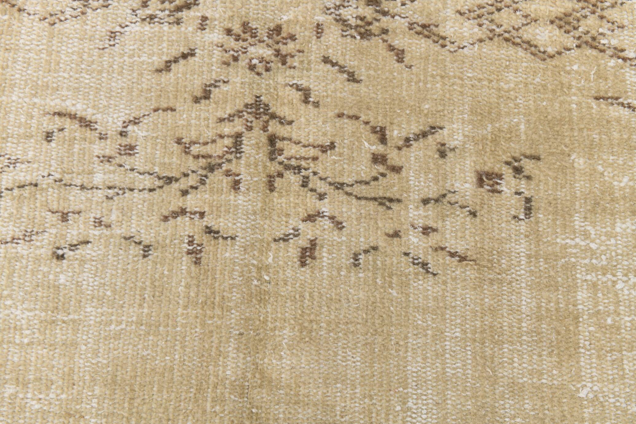 Vintage Cream & Brown Turkish Handmade Rug, 149x252Cm